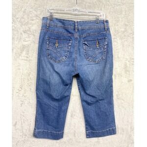 BandolinoBlu High Rise Capri Denim Blue Jeans Womens Sz 10 (32x20) Flap Pockets